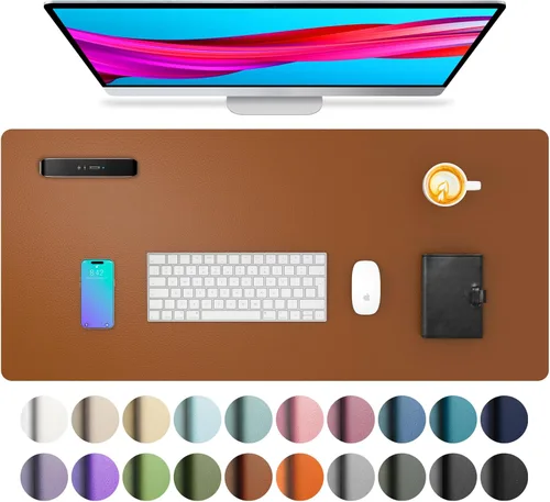 Miniatura 95 de Aothia - Protector de escritorio de cuero sintético, base para mouse, superficie antideslizante e impermeable para escribir y para laptop