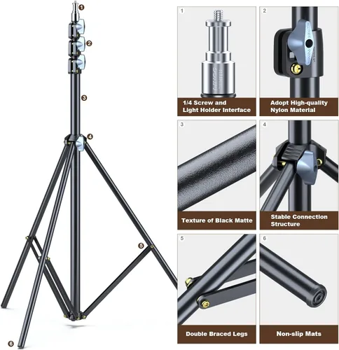 Miniatura 3 de LINCO Lincostore Zenith - Juego de 2 soportes de luz para estudio fotográfico de 9,6 pies (113.4 in) para HTC Vive VR, video, retrato y fotografía