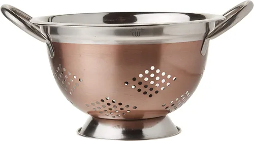 Miniatura 2 de EURO-WARE Colador de acero inoxidable de alta calidad para pastas o lavado de frutas, verduras, ensaladas y más con acabado decorativo de cobre