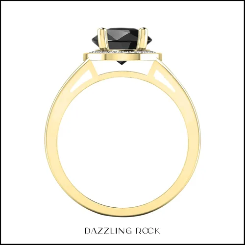 Miniatura 266 de Dazzlingrock Collection Anillo de compromiso redondo de 0.276 in con halo de diamante blanco y vástago dividido para ella en oro macizo de 14