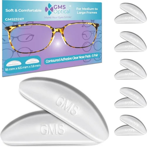 Miniatura 8 de GMS Optical® - Adhesivo antiderrapante contorneado almohadillas de nariz de lente de silicona suave con superpegajoso respaldo, 1,8 mm - 5 pares