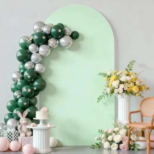 Miniatura 22 de Cubierta de Fondo de Arco Beige de 6 Pies - Cubiertas de Poliéster Ajustadas para Soporte de Arco de Boda con Parte Superior Redonda, Cubierta