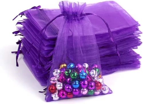 Miniatura 12 de Lautechco 100 bolsas de organza – 4 x 6 pulgadas, bolsas de regalo de malla beige con cordón para Navidad