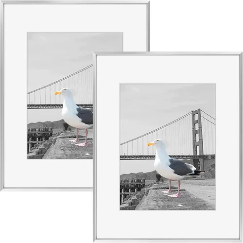 Miniatura 70 de Frametory, Portarretratos de metal de 16 x 24 pulgadas con paspartú para fotos de 12 x 18 pulgadas y vidrio real, colección de marcos de fotos