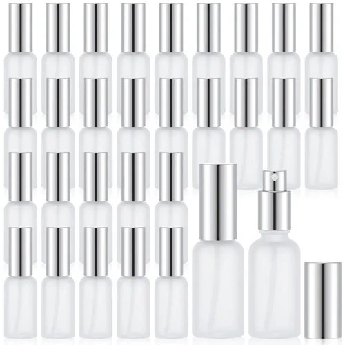 Miniatura 13 de Roshtia 30 Pcs 0.33 oz/ 10 ml Beech Wood Color Glass Spray Bottle Refillable Perfume Atomizer Clear Decorative Empty Bottles with Fine Mist Sprayer