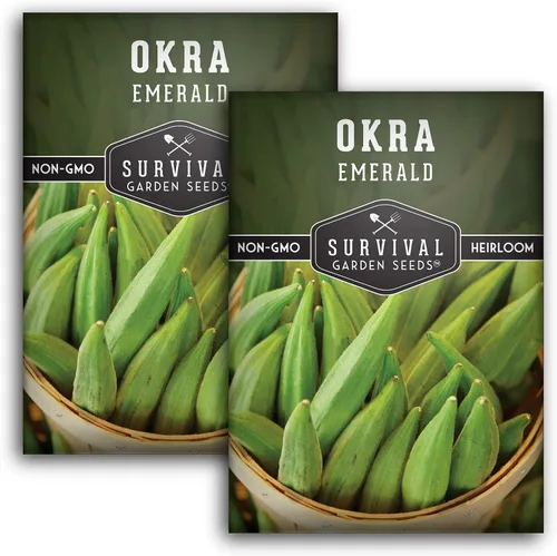 Miniatura 10 de Survival Garden Seeds - Semilla de okra esmeralda para plantar - Paquete con instrucciones para plantar y cultivar Okra tierna y grande en tu huerto