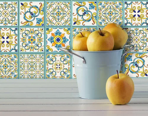 Miniatura 8 de IRI-GIRI Adhesivos para azulejos de loseta en muro Calcomanías de pared de vinilo impermeables de 4 x 4 pulgadas para cocina y baño Azulejos