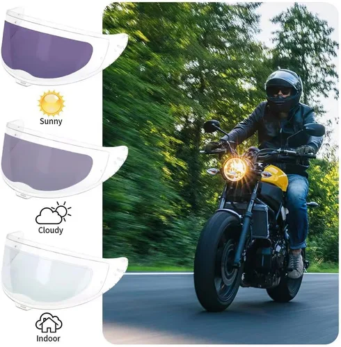 Miniatura 3 de Película de visor para casco de motocicleta con transición fotocromática antivaho, película de transición automática tintada para visor de casco