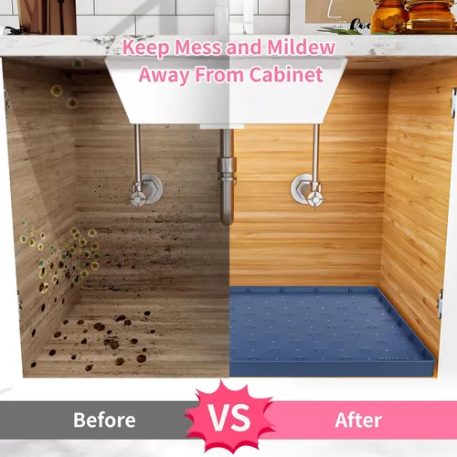 Miniatura 7 de Sdpeia - Tapete para debajo del fregadero, tapete impermeable de silicona mejorado, para proteger los gabinetes de cocina, organizadores y alacenas