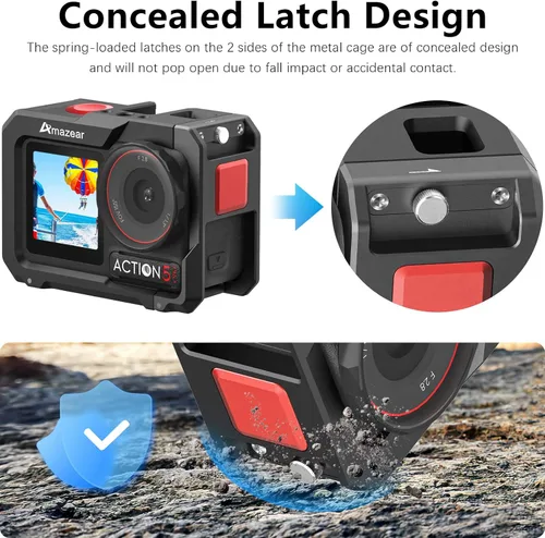 Miniatura 3 de AMAZEAR Jaula de metal para DJI Osmo Action 5 Pro, DJI Action3/4/5 Pro Premium Accessories Funda protectora multifunción carcasa de aluminio