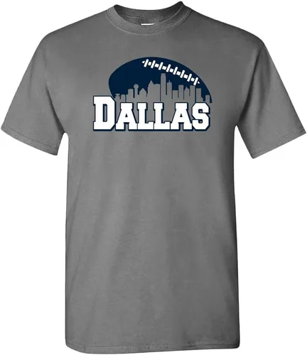 Xtreme Apparrel City Skyline - Camiseta de hombre para los aficionados al fútbol americano Dallas - Camisa de carbón