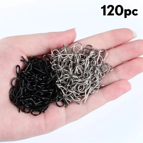 Miniatura 5 de 120 clips universales para carrocería Rc para automóvil, acero inoxidable plateado y negro, clips R para escala 1/10 1/12 Redcat Hpi Himoto Hsp