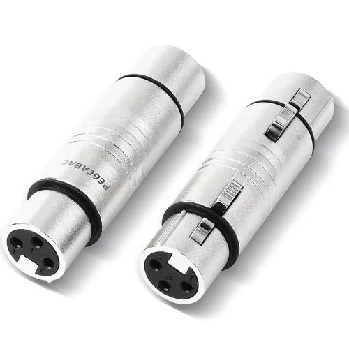 Paquete de 2 adaptadores XLR hembra a XLR hembra, XLR de 3 pines hembra a XLR 3 pines hembra cambiador de género para micrófonos mezcladores de