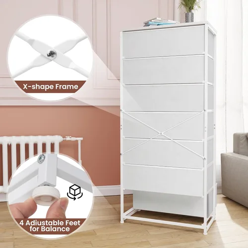 Miniatura 5 de Crestlive Products Tocador Alto, Torre de Almacenamiento de 7 Cajones de Tela, Cajones Verticales - Unidad Organizadora para Dormitorio, Pasillo
