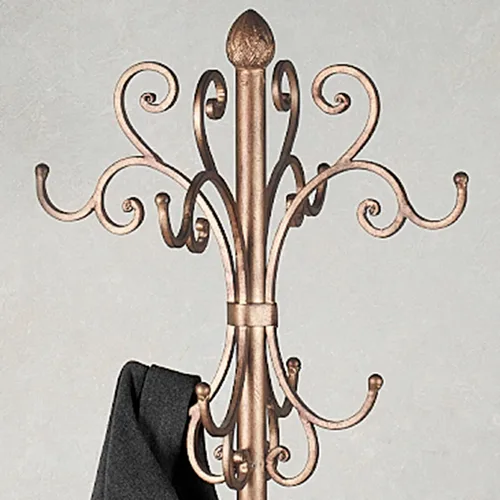 Miniatura 4 de Touch of Class Kensington - Perchero y sombrero, acabado dorado antiguo Metal Rack, Scrollwork Design, Eight Hanging Hooks, Bottom Umbrella