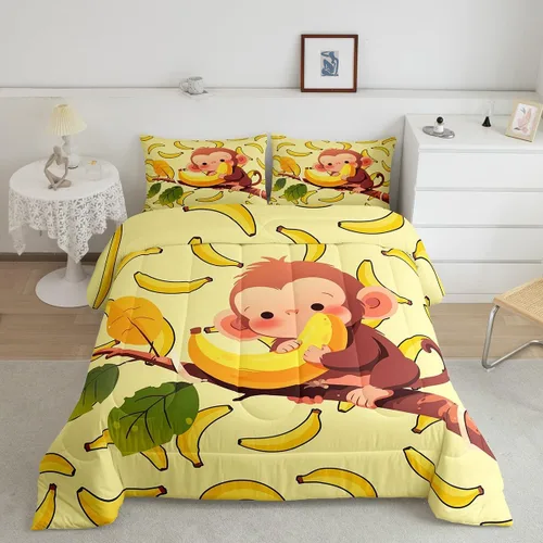 Miniatura 19 de Feelyou Juego de edredón de animales de zoológico, tamaño individual, juego de ropa de cama de animales de dibujos animados para niños, niñas