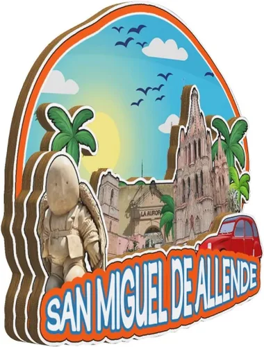 Miniatura 2 de Imán de San Miguel de Allende México para nevera de madera 3D, monumentos de viaje, coleccionables, recuerdos, decoración hecha a mano -2083
