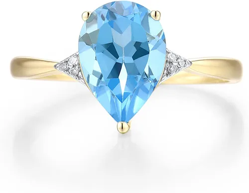 Miniatura 2 de Santuzza Anillo de oro macizo de 10 quilates con piedras preciosas solitarias para mujer