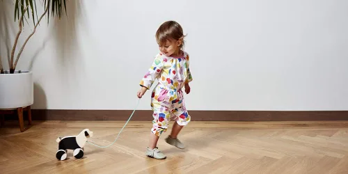 Miniatura 2 de LOVEVERY The Pull Pup Juguete de madera para empujar y jalar, madera negro/blanco/natural, juguete sostenible para niños pequeños, a partir de 18