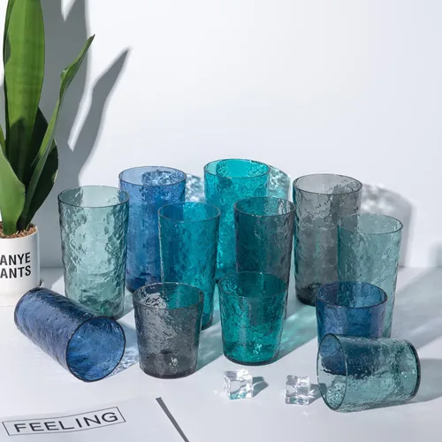 Miniatura 6 de KX-WARE Vasos de plástico de acrílico de 12 onzas, juego de 8 unidades, color azul Gris