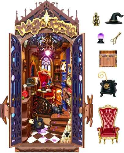 Rolife - Kit de rincón mágico de fantasía para rincón de libros, casa en miniatura DIY, inserto para estantería Booknook de 25.4 cm, habitación de