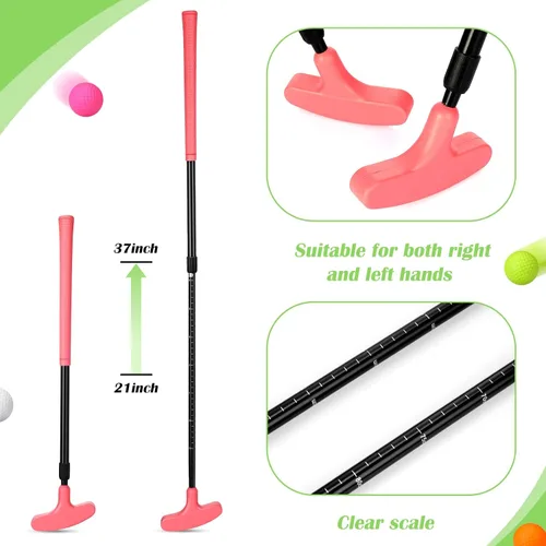 Miniatura 3 de Leyndo Paquete de 2 putters de golf para hombres y mujeres con 12 pelotas de golf bidireccionales ajustables para diestros o zurdos, juego de club
