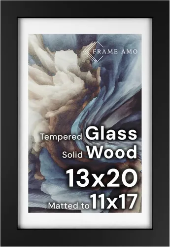 Miniatura 18 de Frame Amo Marco de póster de madera maciza de 13 x 19 pulgadas, color natural, tapete blanco para imagen de 11 x 17 pulgadas, parte frontal