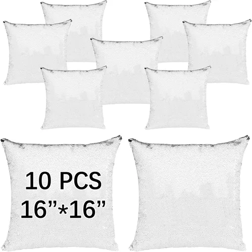 Miniatura 6 de ORJ Funda de almohada de lentejuelas de sublimación de 16 x 16 pulgadas, reversible, de sirena, decorativa, personalizada, para niños (verde)