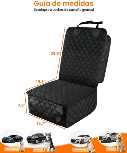Miniatura 5 de PETICON Funda impermeable para asiento delantero de automóvil, paquete de 2 unidades, funda de asiento de automóvil para perro de protección Negro
