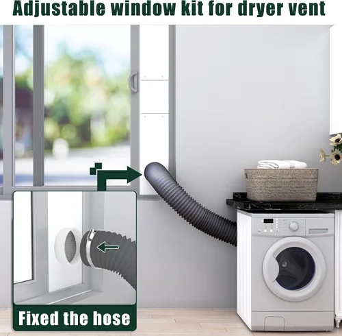 Miniatura 5 de Flehomo Kit de ventana de ventilación de secadora, incluye cubierta de ventilación de secadora con solapas móviles, kit de ventilación de secadora