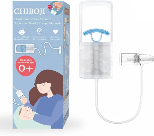 Chiboji - Aspirador nasal para bebé, potente ventosa de nariz con bomba de mano, ventosa de moco con boquilla redondeada no invasiva, limpiador de