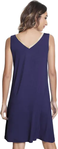 Miniatura 3 de NACHILA Camisones para mujer, viscosa hecha de bambú, sin mangas, camisón suave, camisón de satén con cuello en V