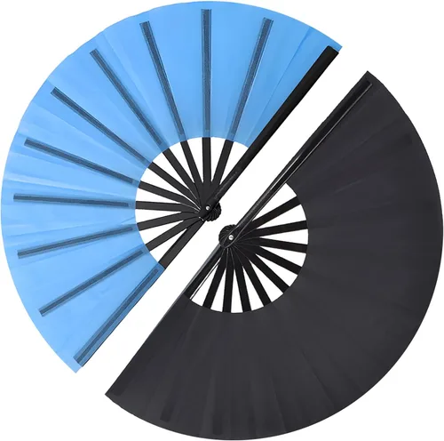 Miniatura 8 de Ventilador de mano plegable grande para baile de línea, botas en el suelo, abanicos de baile portátiles de tela de nailon de 13 pulgadas