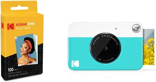 Kodak - Papel fotográfico Zink prémium de 2 x 3 pulgadas (100 hojas) y cámara de impresión instantánea digital KODAK Printomatic