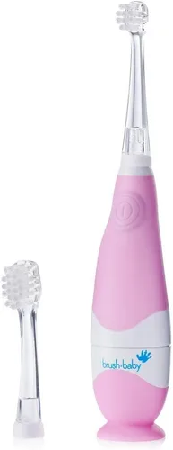 brush-baby BabySonic - Cepillo de dientes eléctrico para bebés y niños pequeños de 0 a 3 años, temporizador LED inteligente y vibración suave que