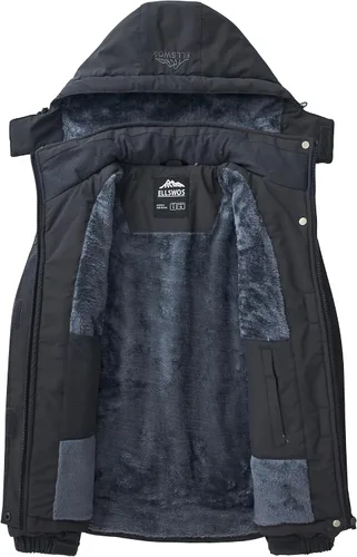 Miniatura 4 de ELLSWOS - Abrigos de invierno para mujer, resistentes al agua, chaqueta de esquí, abrigos cálidos para la nieve, cortavientos, impermeable