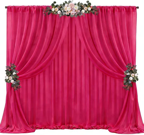 Miniatura 23 de Cortinas de fondo azul bebé de 10 pies x 10 pies, tela de gasa chiffon transparente sin arrugas, tela de fondo fotográfico drapeada para arco