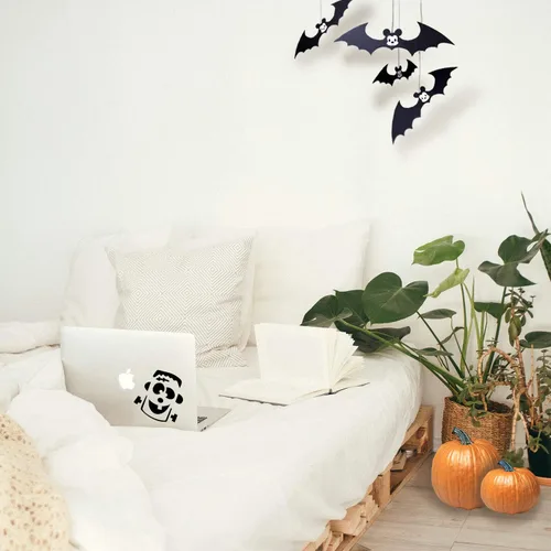 Miniatura 4 de Calcomanía de vinilo para pared, diseño lindo de Frankenstein, de 6 x 6 pulgadas, bonita y espeluznante decoración de la temporada de Halloween