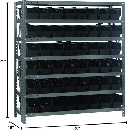 Miniatura 226 de Quantum QSBU-245BK Heavy Duty Shelving Unit with (7) Shelves and (24) QUS245 Black Bins for Garage Warehouse Storage Distribution 400 lb Load
