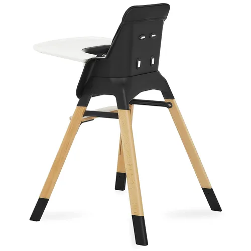 Miniatura 3 de Dream On Me Nibble Trona de madera 2 en 1 Silla de alimentación convertible para bebé con bandeja extraíble, reposapiés ajustable, arnés de 5 Negro