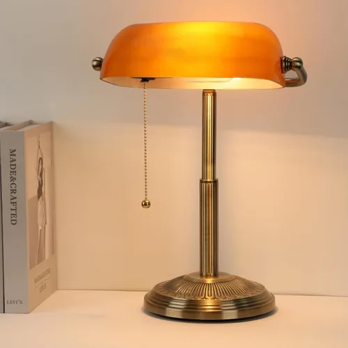 Miniatura 10 de LINNMON Lámpara de Escritorio de Banquero, Lámpara Retro Verde, Lámpara Vintage con Interruptor de Cadena de Tirar para Oficina en el Hogar