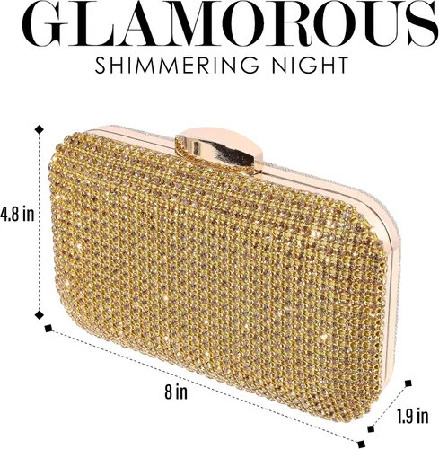 Miniatura 3 de Bolso de mano de cristal plateado para mujer, bolso de noche con purpurina para boda, cena, fiesta, baile de graduación, cóctel