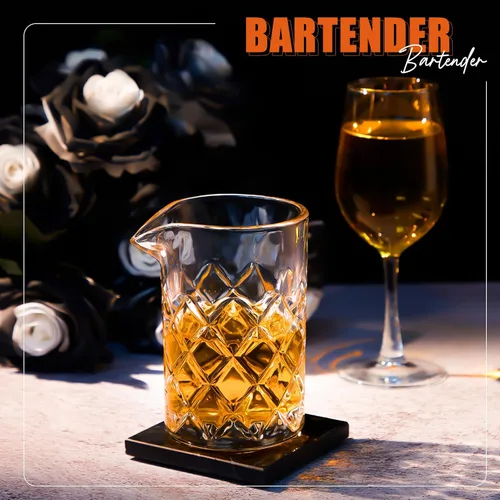 Miniatura 7 de Dandat 4 vasos mezcladores de cóctel de 17 onzas, vidrio agitador de cristal, parte inferior gruesa, sin costuras, para el hogar, barman, bar