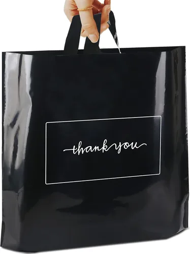Miniatura 9 de Bolsas de agradecimiento de mercancía 50 piezas 10 x 12 pulgadas en negro Bolsas de agradecimiento a granel - Bolsas para clientes extra gruesas