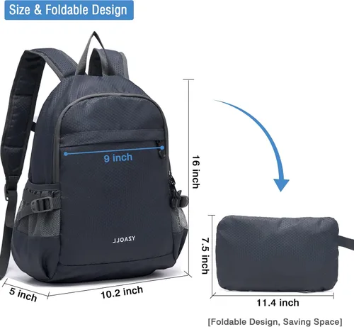 Miniatura 4 de YZAOLL Mochila pequeña de senderismo de 20 litros, mochila ligera para el día, mochila plegable para mujeres y hombres, viajes, camping, vacaciones
