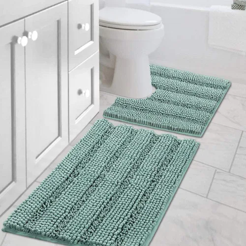 Miniatura 87 de H.VERSAILTEX - Alfombras de baño, juego de 2 piezas, alfombra de contorno para baño, juego de alfombras para inodoro, alfombra antideslizante