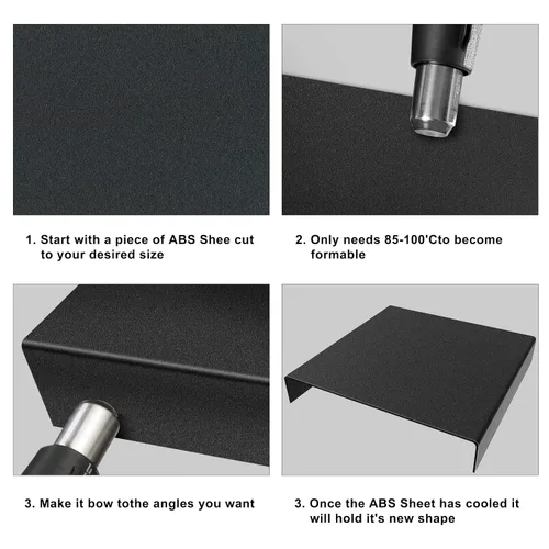 Miniatura 5 de Paquete de 6 láminas de plástico ABS negro de 12 x 16 x 0.06 pulgadas, moldeables que las láminas acrílicas, ideales para proyectos de bricolaje