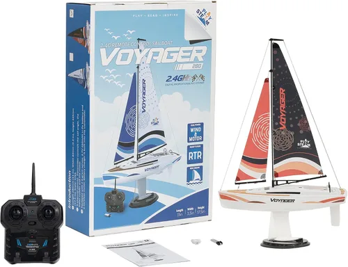 Miniatura 9 de Voyager 280 2.4GHz RC Motor Powered Velero en azul - 17.5" de alto