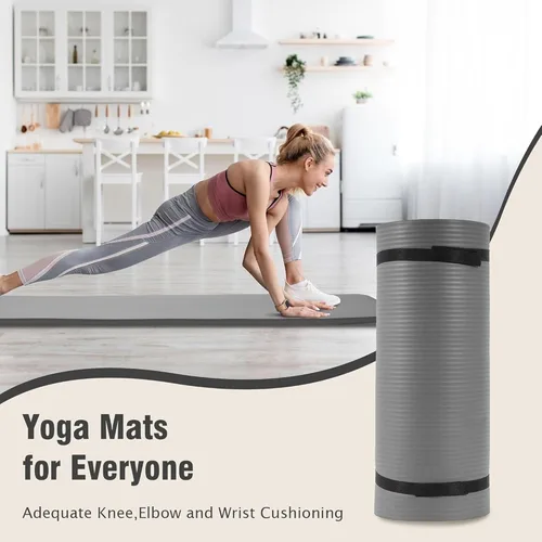 Miniatura 5 de BalanceFrom Tapete de Yoga de 1 Pulgada Extra Grueso Tapete de Ejercicio de Alta Densidad con Superficie Antideslizante y Correa de Transporte
