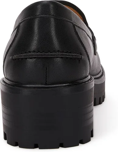 Miniatura 5 de VETASTE Mocasines clásicos de tacón grueso con plataforma y suela de lengüeta para mujer, con puntera redonda, zapatos Oxford con cadena de metal